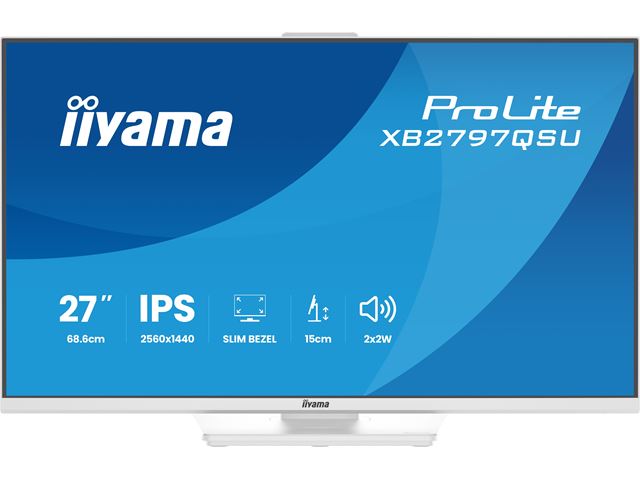 iiyama ProLite monitor XB2797QSU-W1 27" IPS, Height Adjustable, 2560x1440, 4-side slim bezel, 75hz, White, HDMI, Display Port, image 5
