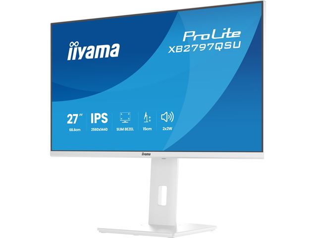 iiyama ProLite monitor XB2797QSU-W1 27" IPS, Height Adjustable, 2560x1440, 4-side slim bezel, 75hz, White, HDMI, Display Port, image 10