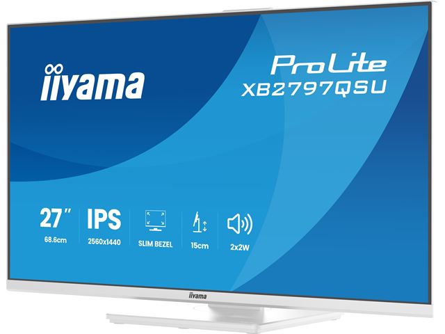 iiyama ProLite monitor XB2797QSU-W1 27" IPS, Height Adjustable, 2560x1440, 4-side slim bezel, 75hz, White, HDMI, Display Port, image 12