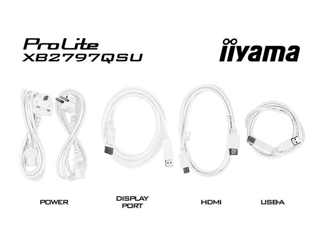 iiyama ProLite monitor XB2797QSU-W1 27" IPS, Height Adjustable, 2560x1440, 4-side slim bezel, 75hz, White, HDMI, Display Port, image 26