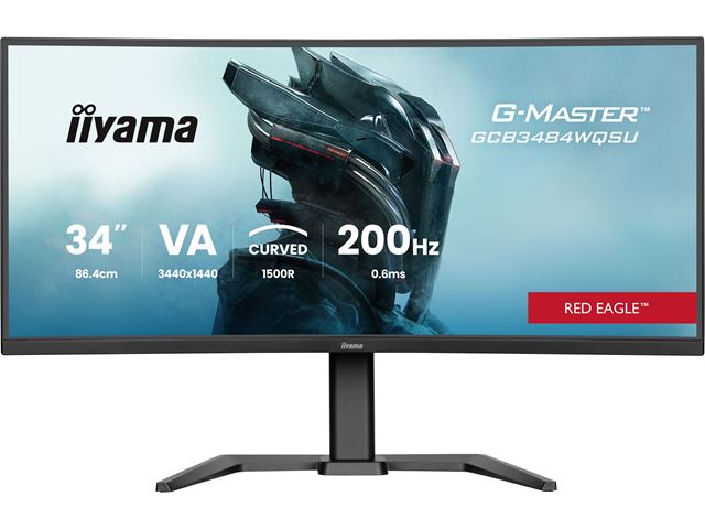 iiyama G-Master Red Eagle curved gaming monitor GCB3484WQSU-B2 34" Black, 3440 x 1440, 0.6ms, 200hz, FreeSync, HDMI, Display Port, Height Adjustable, Dual Mode image 0