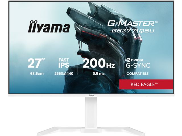 iiyama G-Master Red Eagle gaming monitor GB2771QSU-W1 27" White, Height Adjustable, QHD Resolution, Ultra Slim Bezel, IPS, 200Hz, 0.5ms, Nvidia G-Sync, HDMI, Display Port, USB Hub image 0