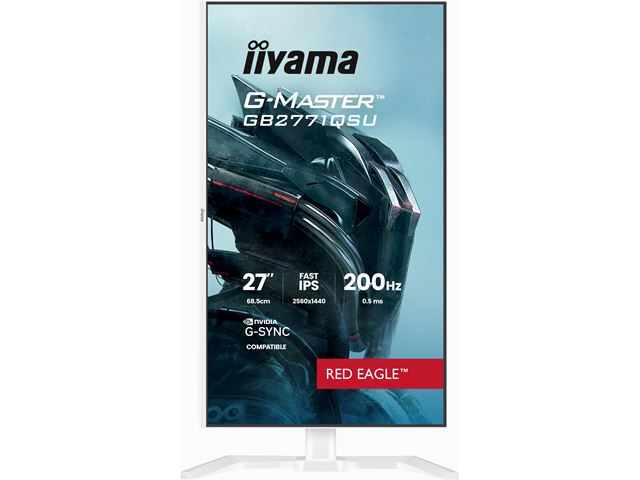 iiyama G-Master Red Eagle gaming monitor GB2771QSU-W1 27" White, Height Adjustable, QHD Resolution, Ultra Slim Bezel, IPS, 200Hz, 0.5ms, Nvidia G-Sync, HDMI, Display Port, USB Hub image 1