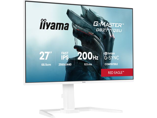 iiyama G-Master Red Eagle gaming monitor GB2771QSU-W1 27" White, Height Adjustable, QHD Resolution, Ultra Slim Bezel, IPS, 200Hz, 0.5ms, Nvidia G-Sync, HDMI, Display Port, USB Hub image 2