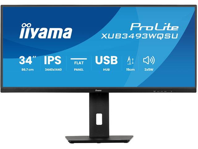 iiyama ProLite monitor XUB3493WQSU-B6 34" IPS with PiP, PBP, ultra-wide screen with HDMI and Height Adjustment image 0