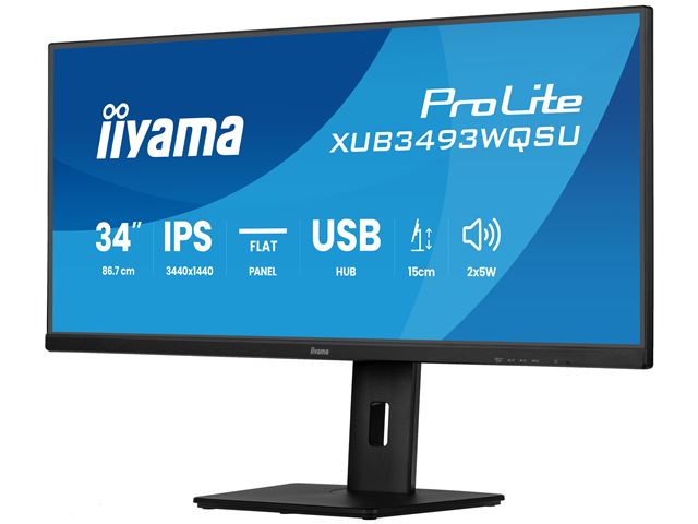 iiyama ProLite monitor XUB3493WQSU-B6 34" IPS with PiP, PBP, ultra-wide screen with HDMI and Height Adjustment image 2