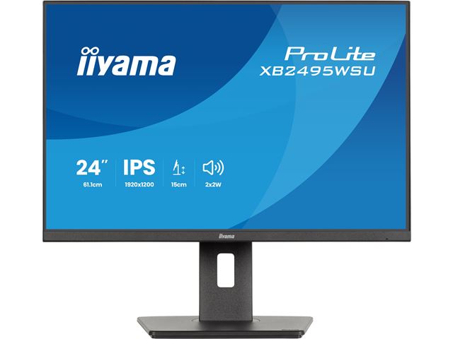 iiyama Prolite monitor XB2495WSU-B1 24" IPS, WUXGA 1920 x 1200, Black, DP, HDMI, USB Hub, 99% sRGB, Height Adjustable image 2