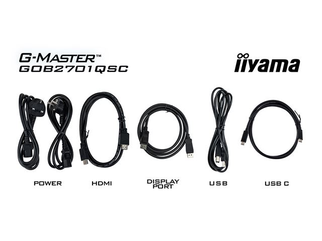 iiyama G-Master Titan Falcon gaming monitor GOB2701QSC-B1 27" with META3 OLED 4th generation panel, 2560x1440 res, 165Hz, 0.03ms, HDMI, Display Port, USB-C, USB Hub image 7