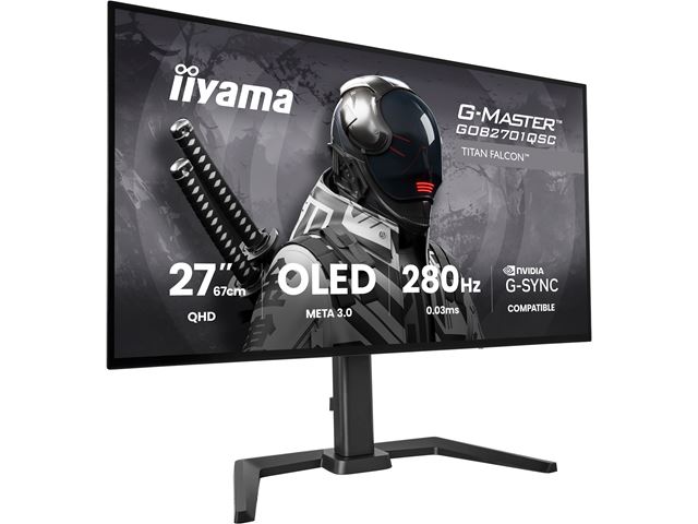 iiyama G-Master Titan Falcon gaming monitor GOB2701QSC-B1 27" with META3 OLED 4th generation panel, 2560x1440 res, 165Hz, 0.03ms, HDMI, Display Port, USB-C, USB Hub image 10