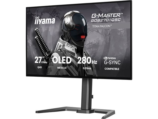 iiyama G-Master Titan Falcon gaming monitor GOB2701QSC-B1 27" with META3 OLED 4th generation panel, 2560x1440 res, 165Hz, 0.03ms, HDMI, Display Port, USB-C, USB Hub image 11