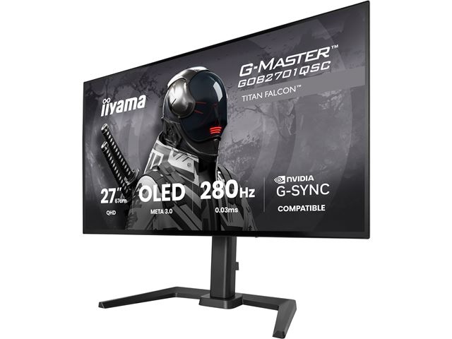 iiyama G-Master Titan Falcon gaming monitor GOB2701QSC-B1 27" with META3 OLED 4th generation panel, 2560x1440 res, 165Hz, 0.03ms, HDMI, Display Port, USB-C, USB Hub image 12