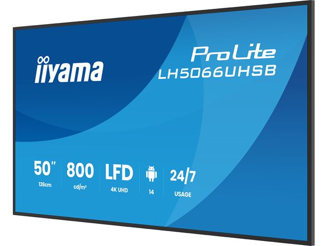 iiyama ProLite monitor LH5066UHSB-B1AG 50", Digital Signage, IPS, HDMI, 4K, 24/7, Landscape/Portrait, Media Player, 800cd/m² panel for illuminating communication, Anti-Glare image 5