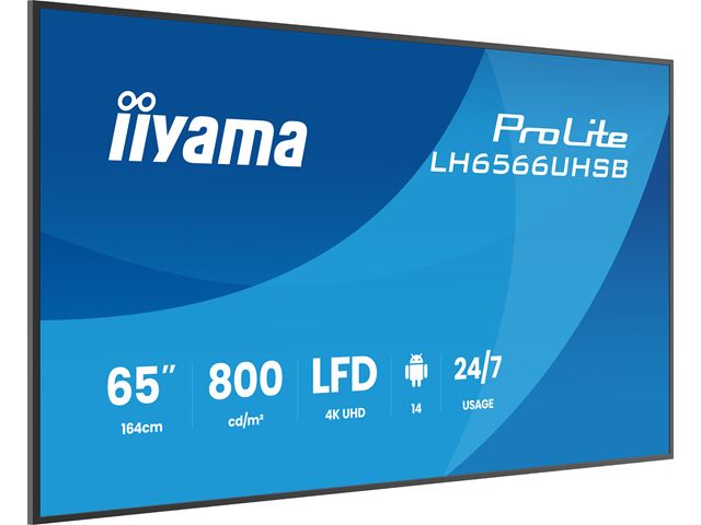 iiyama ProLite monitor LH6566UHSB-B1AG 65" Digital Signage, VA, HDMI, 4K, 24/7, Landscape/Portrait, Media Player, 800cd/m² panel for illuminating communication, Anti-Glare image 2
