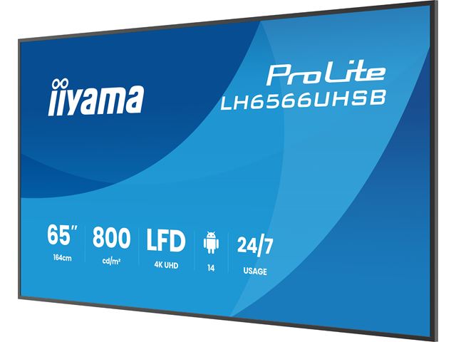 iiyama ProLite monitor LH6566UHSB-B1AG 65" Digital Signage, VA, HDMI, 4K, 24/7, Landscape/Portrait, Media Player, 800cd/m² panel for illuminating communication, Anti-Glare image 5