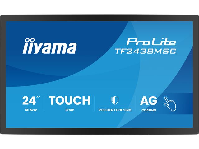 iiyama ProLite monitor TF2438MSC-B2 Semi-Outdoor 24", Optical bonded PCap, edge to edge glass, 10pt touch, Anti-glare, HDMI, DP, IPS, Scratch resistive, Anti-fingerprint coating image 0