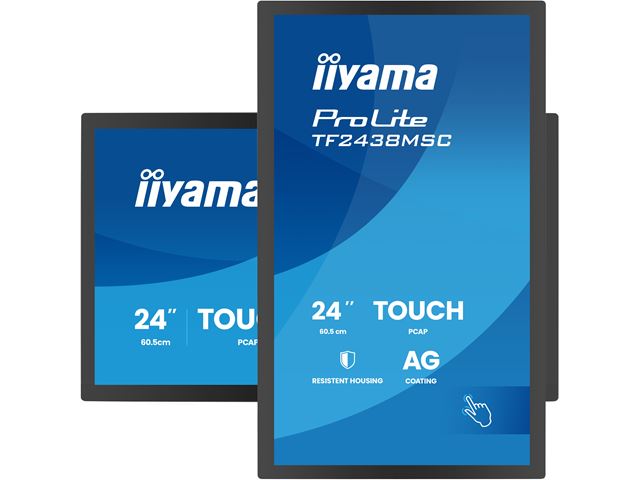 iiyama ProLite monitor TF2438MSC-B2 Semi-Outdoor 24", Optical bonded PCap, edge to edge glass, 10pt touch, Anti-glare, HDMI, DP, IPS, Scratch resistive, Anti-fingerprint coating image 1