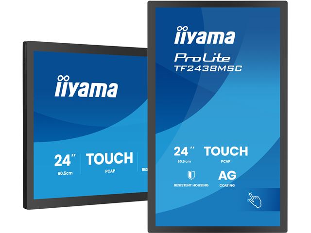 iiyama ProLite monitor TF2438MSC-B2 Semi-Outdoor 24", Optical bonded PCap, edge to edge glass, 10pt touch, Anti-glare, HDMI, DP, IPS, Scratch resistive, Anti-fingerprint coating image 2