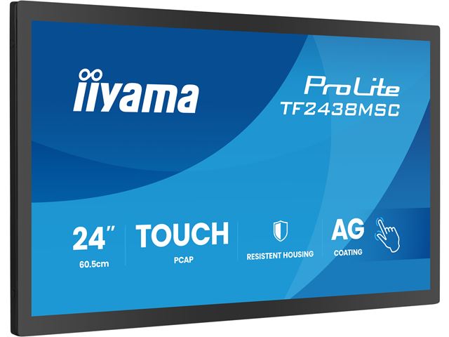 iiyama ProLite monitor TF2438MSC-B2 Semi-Outdoor 24", Optical bonded PCap, edge to edge glass, 10pt touch, Anti-glare, HDMI, DP, IPS, Scratch resistive, Anti-fingerprint coating image 3