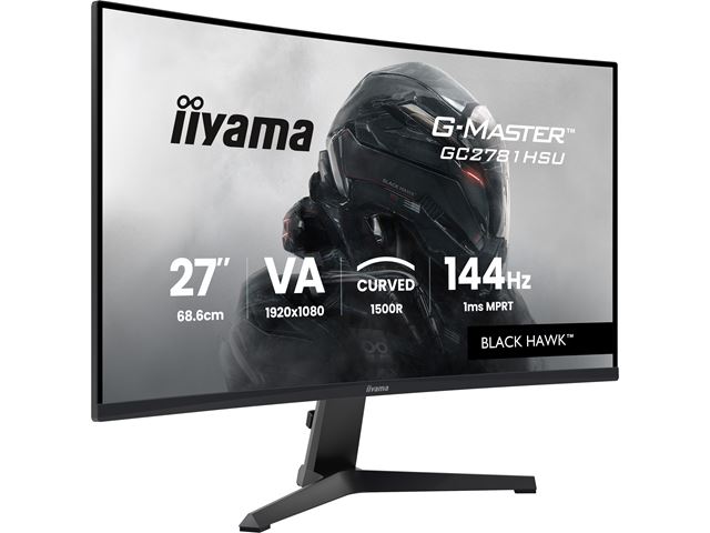iiyama G-Master Black Hawk curved gaming monitor GC2781HSU-B1 27'' Black, Full HD, 144Hz, 1ms, FreeSync, HDMI, Display Port, USB Hub image 1