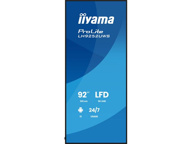 iiyama ProLite LH9252UWS-B1AG 92'' specialised 21:9 panoramic commercial signage, 24/7, 5K, VA, USB-C, landscape/portrait, OPS slot, Anti-Glare image 1