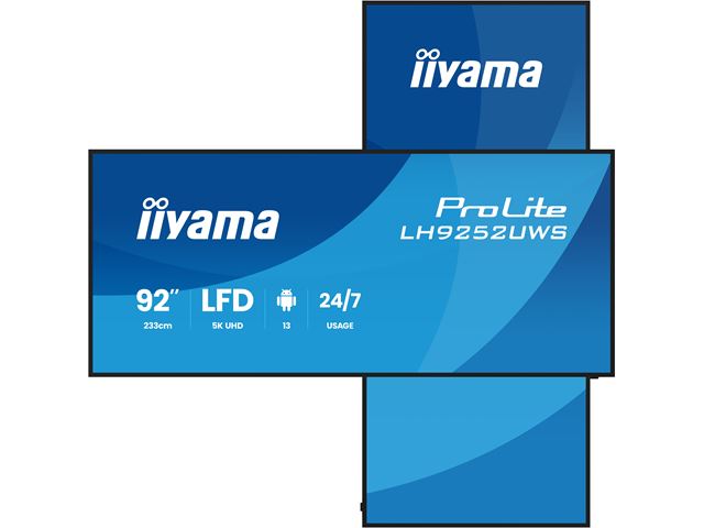iiyama ProLite LH9252UWS-B1AG 92'' specialised 21:9 panoramic commercial signage, 24/7, 5K, VA, USB-C, landscape/portrait, OPS slot, Anti-Glare image 4
