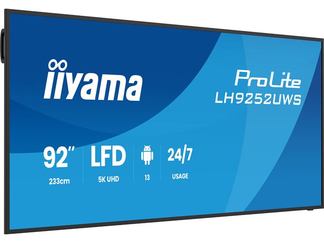 iiyama ProLite LH9252UWS-B1AG 92'' specialised 21:9 panoramic commercial signage, 24/7, 5K, VA, USB-C, landscape/portrait, OPS slot, Anti-Glare image 6