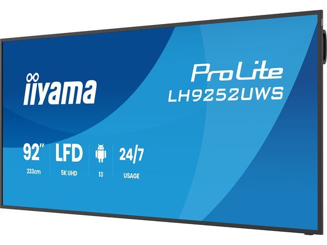iiyama ProLite LH9252UWS-B1AG 92'' specialised 21:9 panoramic commercial signage, 24/7, 5K, VA, USB-C, landscape/portrait, OPS slot, Anti-Glare image 7