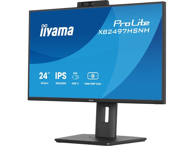 iiyama ProLite monitor XB2497HSNH-B1 24" IPS, Full HD, built-in 5MP Windows Hello camera and microphone, HDMI, Display Port, USB-C dock, Ergonomic Height Adjustable. image 6