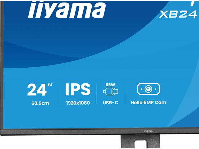 iiyama ProLite monitor XB2497HSNH-B1 24" IPS, Full HD, built-in 5MP Windows Hello camera and microphone, HDMI, Display Port, USB-C dock, Ergonomic Height Adjustable. image 10