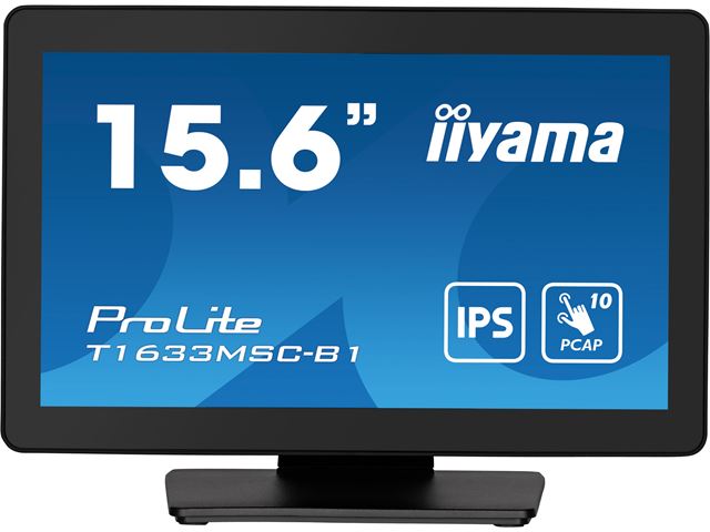 iiyama ProLite monitor T1633MSC-B1 15.6", IPS, Projective Capacitive 10pt touch, edge to edge glass, speakers, HDMI, DisplayPort, scratch resistant image 0