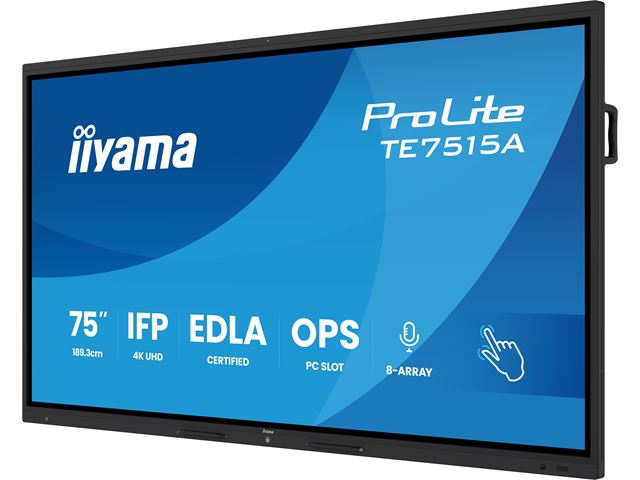 iiyama ProLite TE7515A-B2AG 75’’ Google EDLA Certified 4K Touchscreen, PIP, iiWare 21E with Android 14-EDLA, WiFi-6 with Bluetooth 5, 20W Subwoofer, with wall mount. image 2