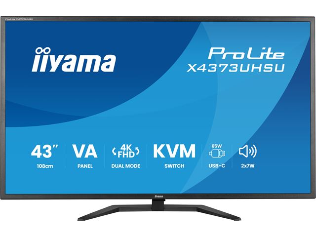BOX OPENED: iiyama Prolite monitor X4373UHSU-B2 VA LED, USB-C, 4K, Picture-by/in-Picture, USB hub, flicker free, KVM Switch image 2