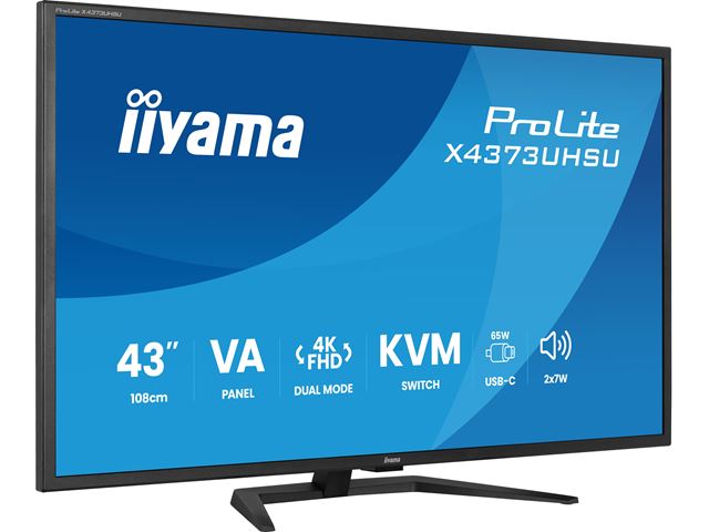 BOX OPENED: iiyama Prolite monitor X4373UHSU-B2 VA LED, USB-C, 4K, Picture-by/in-Picture, USB hub, flicker free, KVM Switch image 3