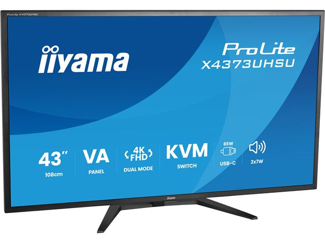 BOX OPENED: iiyama Prolite monitor X4373UHSU-B2 VA LED, USB-C, 4K, Picture-by/in-Picture, USB hub, flicker free, KVM Switch image 4