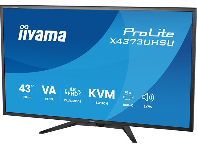BOX OPENED: iiyama Prolite monitor X4373UHSU-B2 VA LED, USB-C, 4K, Picture-by/in-Picture, USB hub, flicker free, KVM Switch image 6