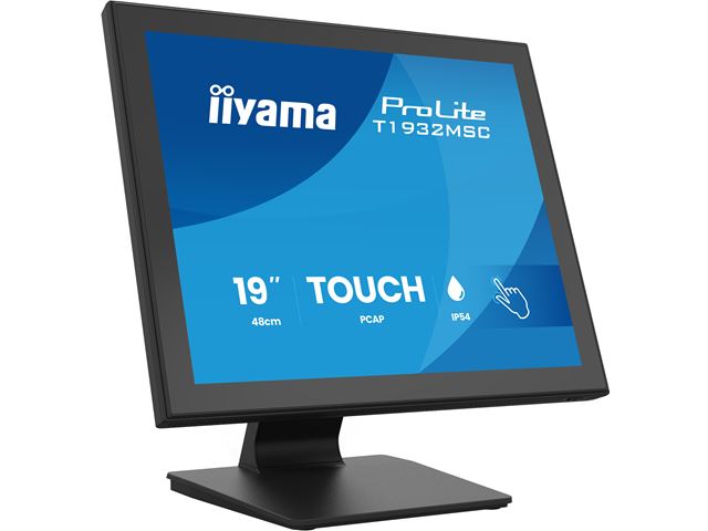 iiyama ProLite monitor T1932MSC-B2S 19", Projective Capacitive 10pt touch, IPS, Scratch resistant, Edge to edge glass, 5:4, HDMI, DisplayPort, Water and dust protection image 1