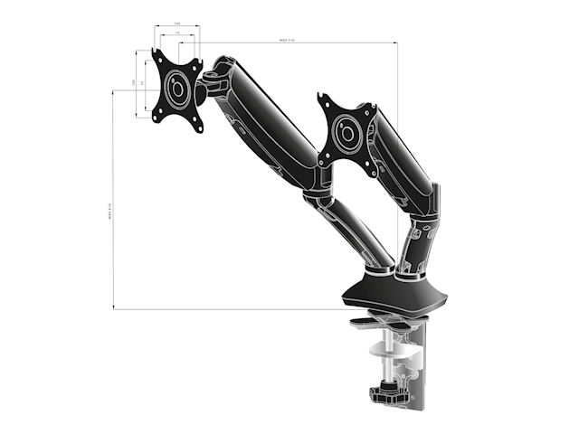 iiyama DS3002C-B1  Gas Spring Mounting Arm Dual  image 1