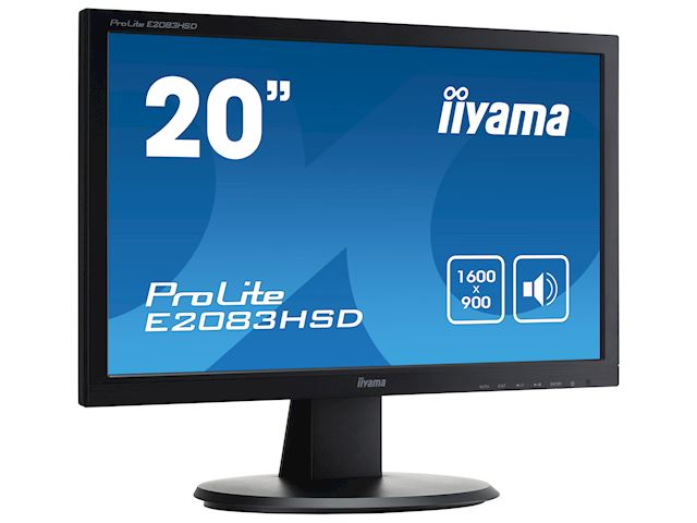 iiyama ProLite monitor E2083HSD-B1 20" 1600x900, Black, blur free, VGA, DVI image 1
