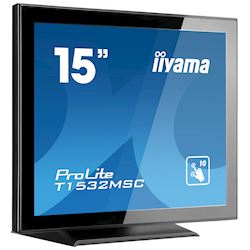 iiyama ProLite monitor T1532MSC-B5AG 15", Black, Projective Capacitive 10pt touch, edge to edge glass, Anti-glare coating, scratch resistant, HDMI, DisplayPort  thumbnail 1