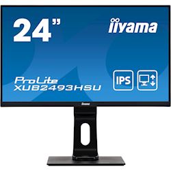 iiyama ProLite monitor XUB2493HSU-B1, 24", Edge to edge design, IPS, Height Adjustable and pivot function, HDMI, DisplayPort, Blue light reducer, Flicker free