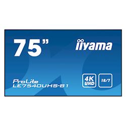 iiyama ProLite monitor LE7540UHS-B1 75",  IPS, 4K UHD, 18/7 Hours Operation, 10W Speakers, Landscape, Build in Smart Signage CMS thumbnail 0