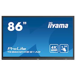 iiyama ProLite TE8602MIS-B1AG 86", 4k UHD, Infrared 20pt touch, PC slot, 24/7, IPS, Anti-glare coating, 16GB internal memory, HDMI, DisplayPort, Screen Share Pro