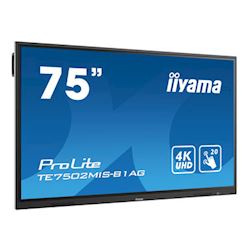 iiyama ProLite monitor TE7502MIS-B1AG 75", 4k UHD, Infrared 20pt touch, Anti-glare coating, VA, HDMI, features Note, web browser, file manager, cloud drives, WPS office and ScreenSharePro thumbnail 1