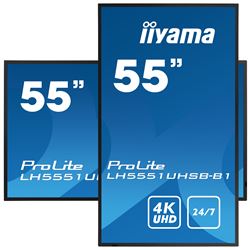 iiyama Prolite monitor LH5551UHSB-B1 55" IPS Slim Bezel, 4K UHD, 24/7, Landscape/Portrait, LAN Control, high brightness thumbnail 0