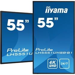 iiyama Prolite monitor LH5551UHSB-B1 55" IPS Slim Bezel, 4K UHD, 24/7, Landscape/Portrait, LAN Control, high brightness thumbnail 4
