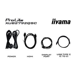 iiyama ProLite monitor XUB2792QSC-B1 27" IPS, 2560x1440, Ultra Slim Bezel, Black, HDMI, Display Port, USB-C Connectivity, Height Adjustable thumbnail 7
