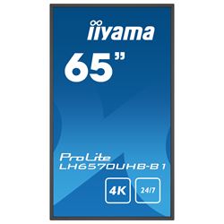 iiyama Prolite monitor LH6570UHB-B1 65" VA, Slim Bezel, 4K UHD, 24/7, Landscape/Portrait, 700cd/m2 brightness thumbnail 1