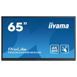 iiyama Prolite monitor TE6504MIS-B3AG 65" Black, IPS, Anti Glare, 4K, 20pt Touch, 24/7, Landscape, PureTouch-IR, Screen share Pro