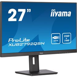iiyama ProLite monitor XUB2792QSN-B5 27" IPS, WQHD, USB-C dock and RJ45 (LAN), 3-side borderless, HDMI, Display Port, USB-C dock, Height Adjustable.  thumbnail 2