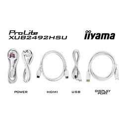 iiyama ProLite monitor XUB2492HSU-W6 24" IPS, Full HD, White, 3-side borderless, 1000hz refresh rate, HDMI, Display Port, USB Hub, Height Adjustable thumbnail 8